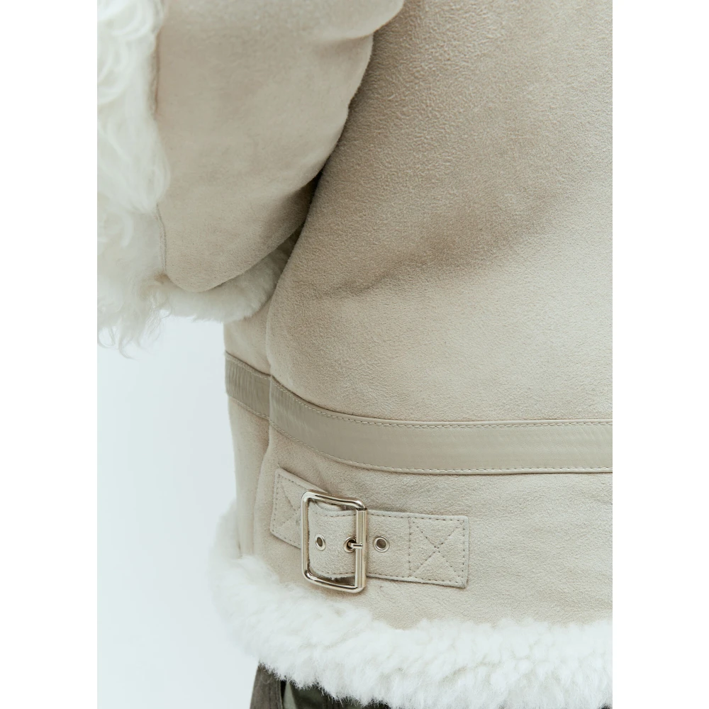 Diesel Shearling Panel Leren Jas Gray Heren