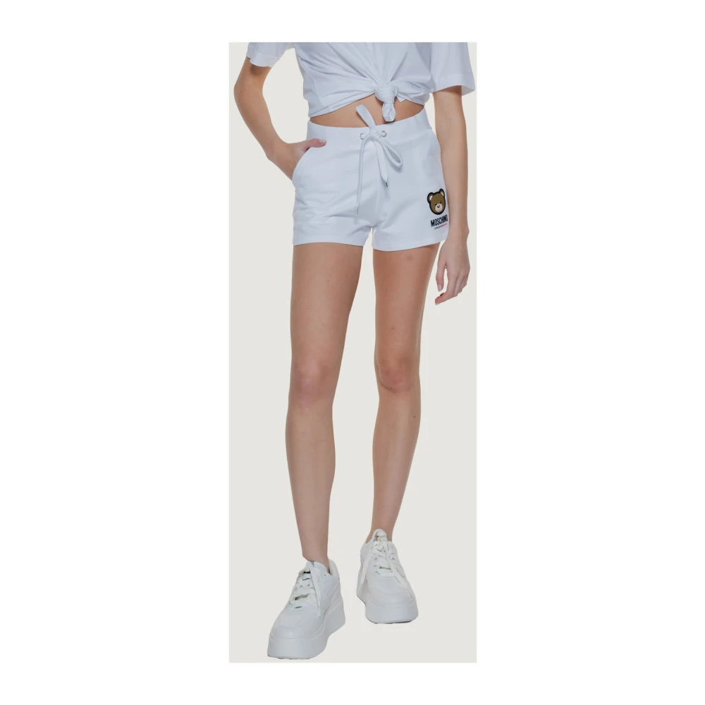 Love Moschino Witte Sportieve Shorts Logo Print White Dames