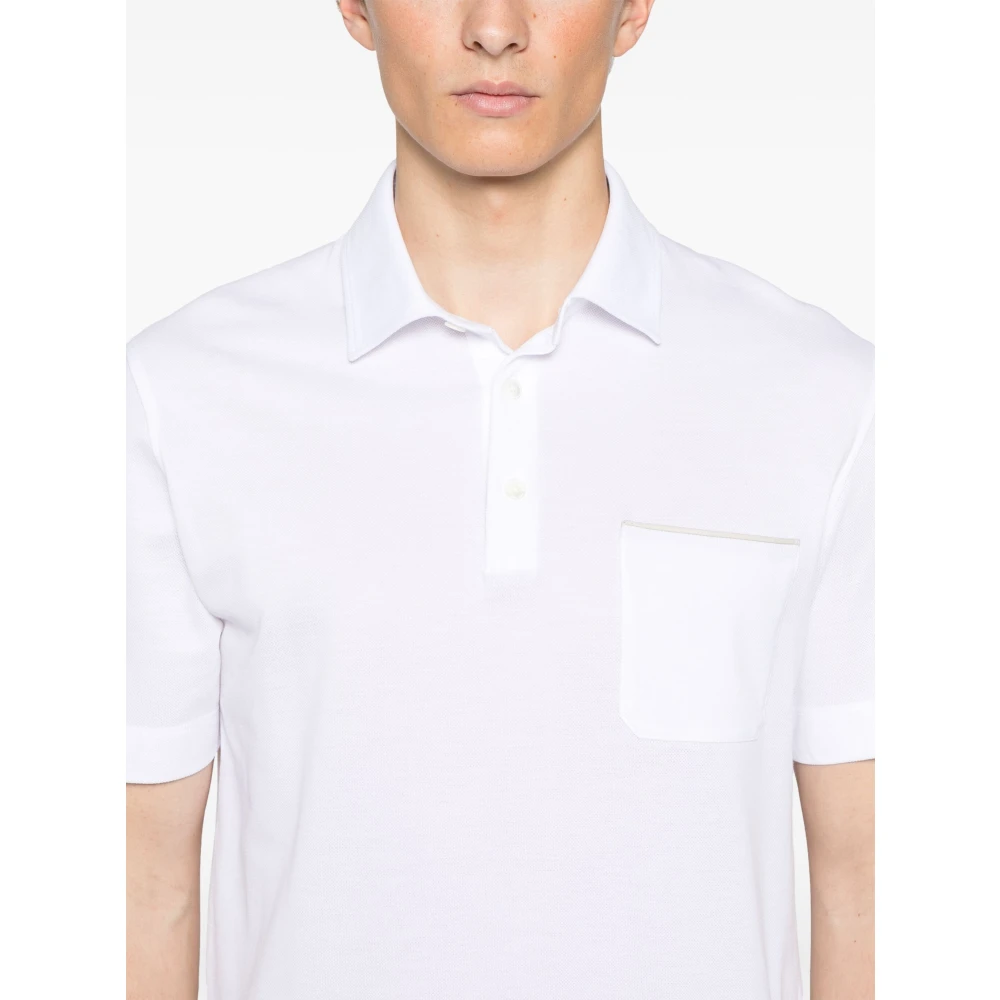Ermenegildo Zegna Katoenen Polo Shirt 3 Knopen Italië White Heren