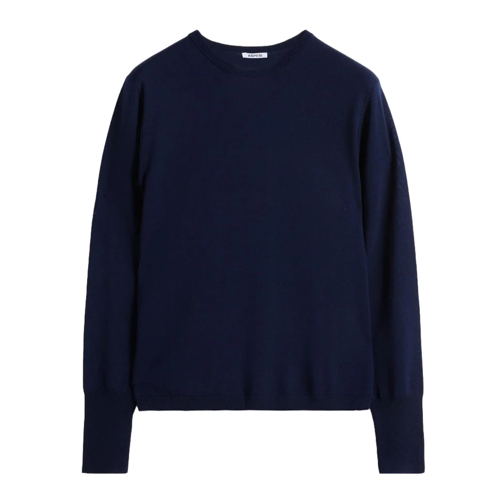 Aspesi Blauwe Merinowollen Trui met Lange Mouwen Blue Dames