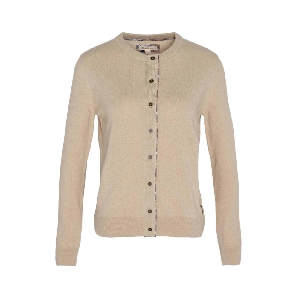 Barbour Trui met tartan details Beige Dames