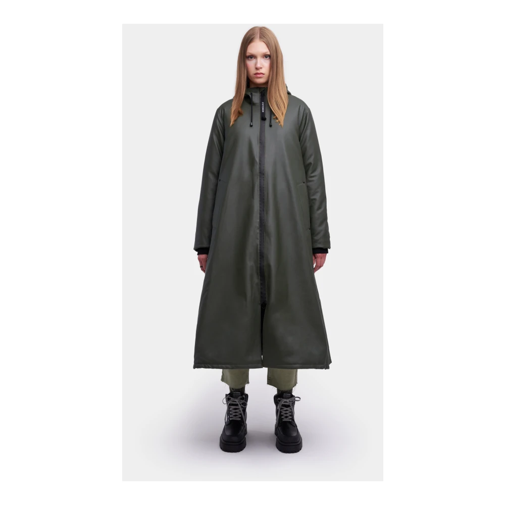 Stutterheim Warme Knielange A-Lijn Regenjas Green Dames