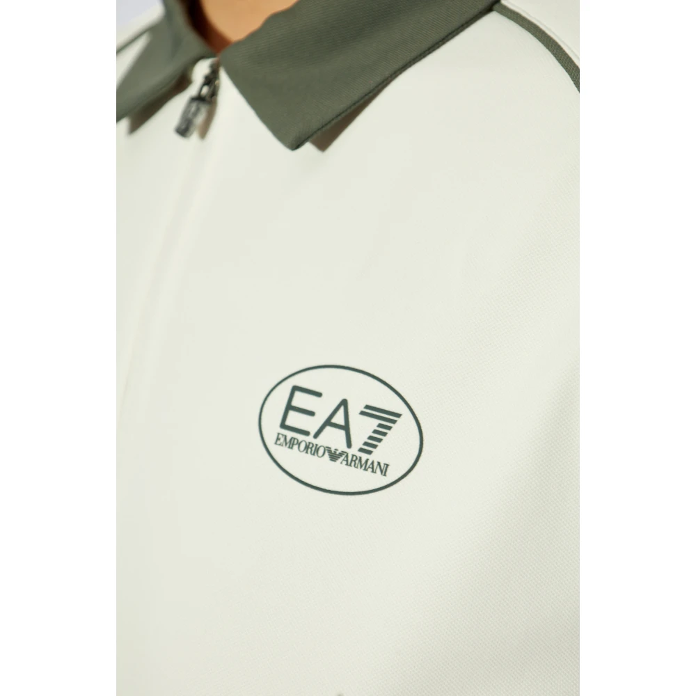 Emporio Armani EA7 Polo met bedrukt logo Beige Dames