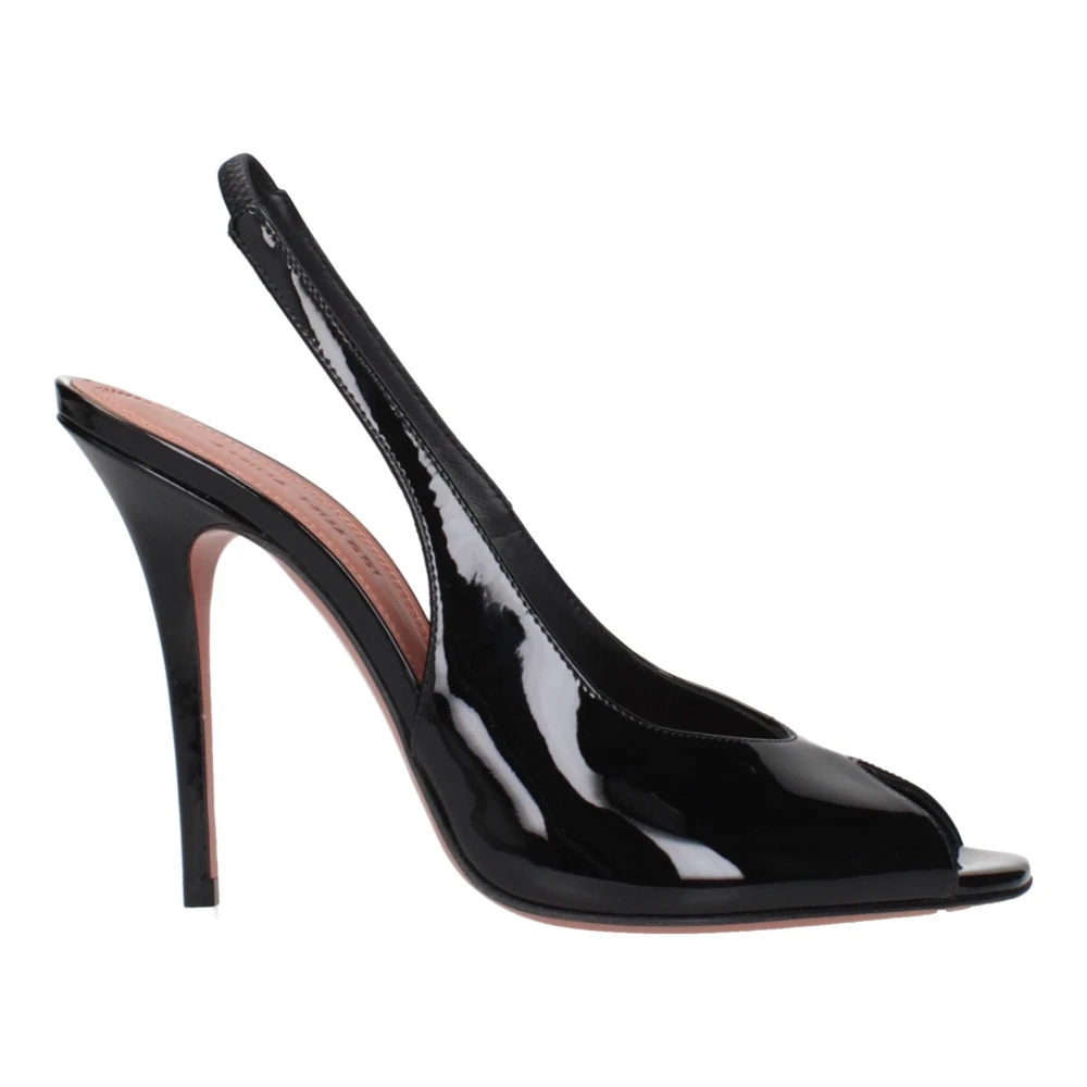 Amina Muaddi Vrouw Zwart Schoenen Dames, 36 Eu, Leer, Kristina Sling 105 Stiletto Sandalen