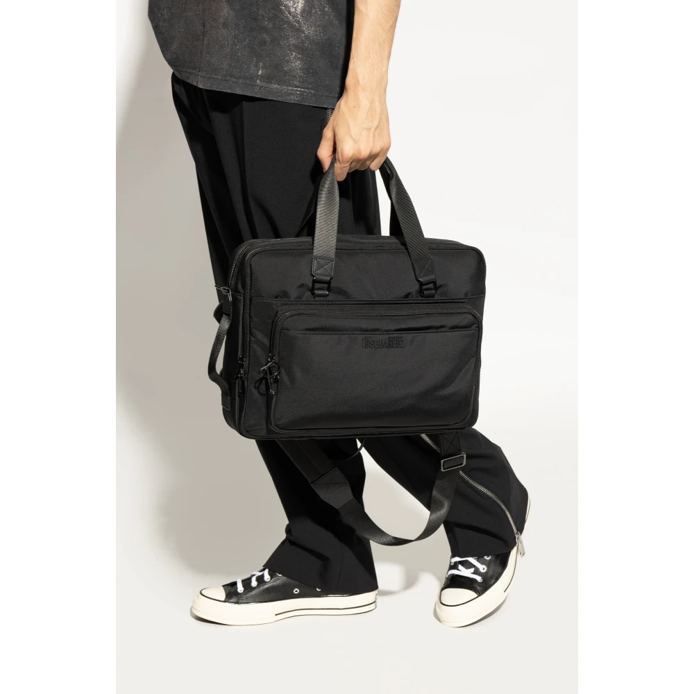 Dsquared2 Aktetas met logo Black Heren