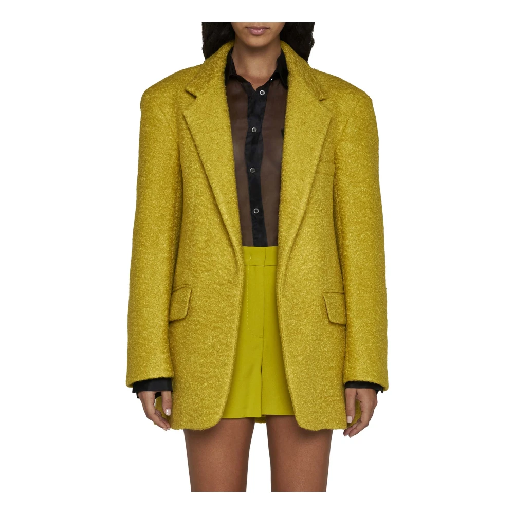 Blanca Vita Gele Bouclé Jas met Revers Yellow Dames