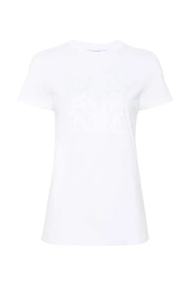 Vit T-shirt i bomull med broderad logotyp