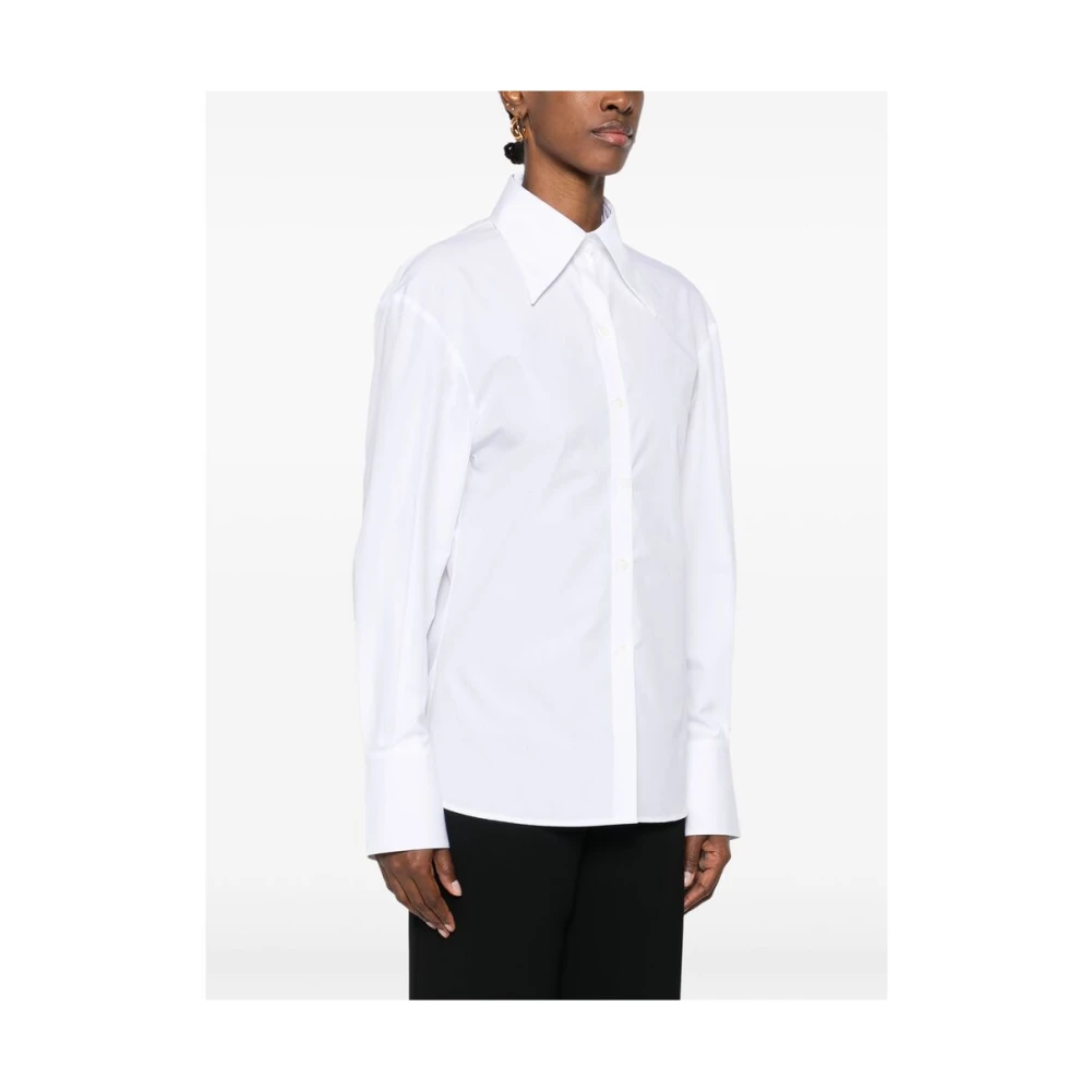 Mark Kenly Domino Tan Witte Button-Up Shirt met Dart Detailing White Dames