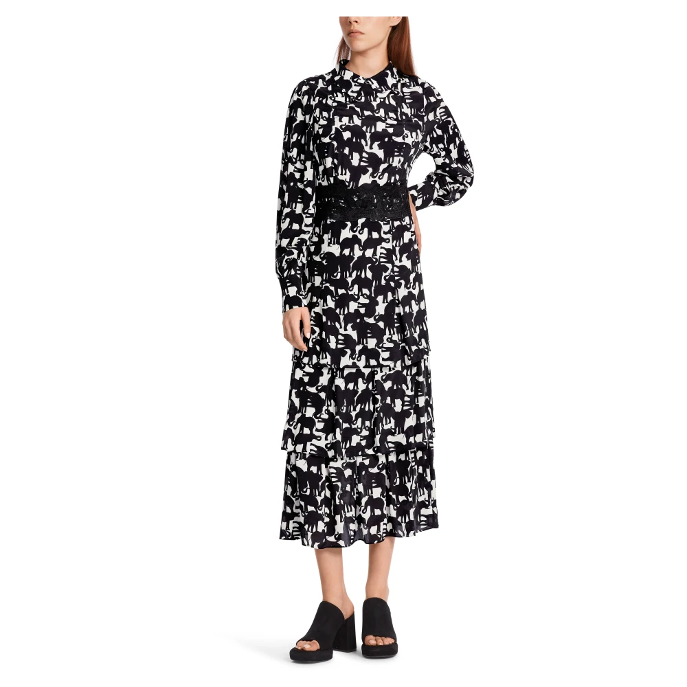 Marc Cain Zijden jurk met olifantenprint Multicolor Dames