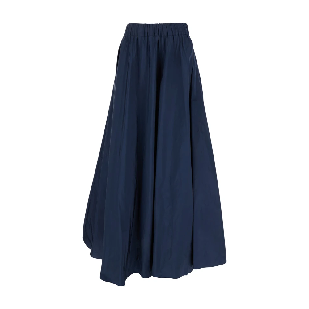 P.a.r.o.s.h. Blauwe Ruffle Midi Rok in Tech Stof Blue Dames