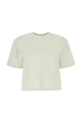 Elfenbensvit Bomulls T-Shirt i Oversize Modell