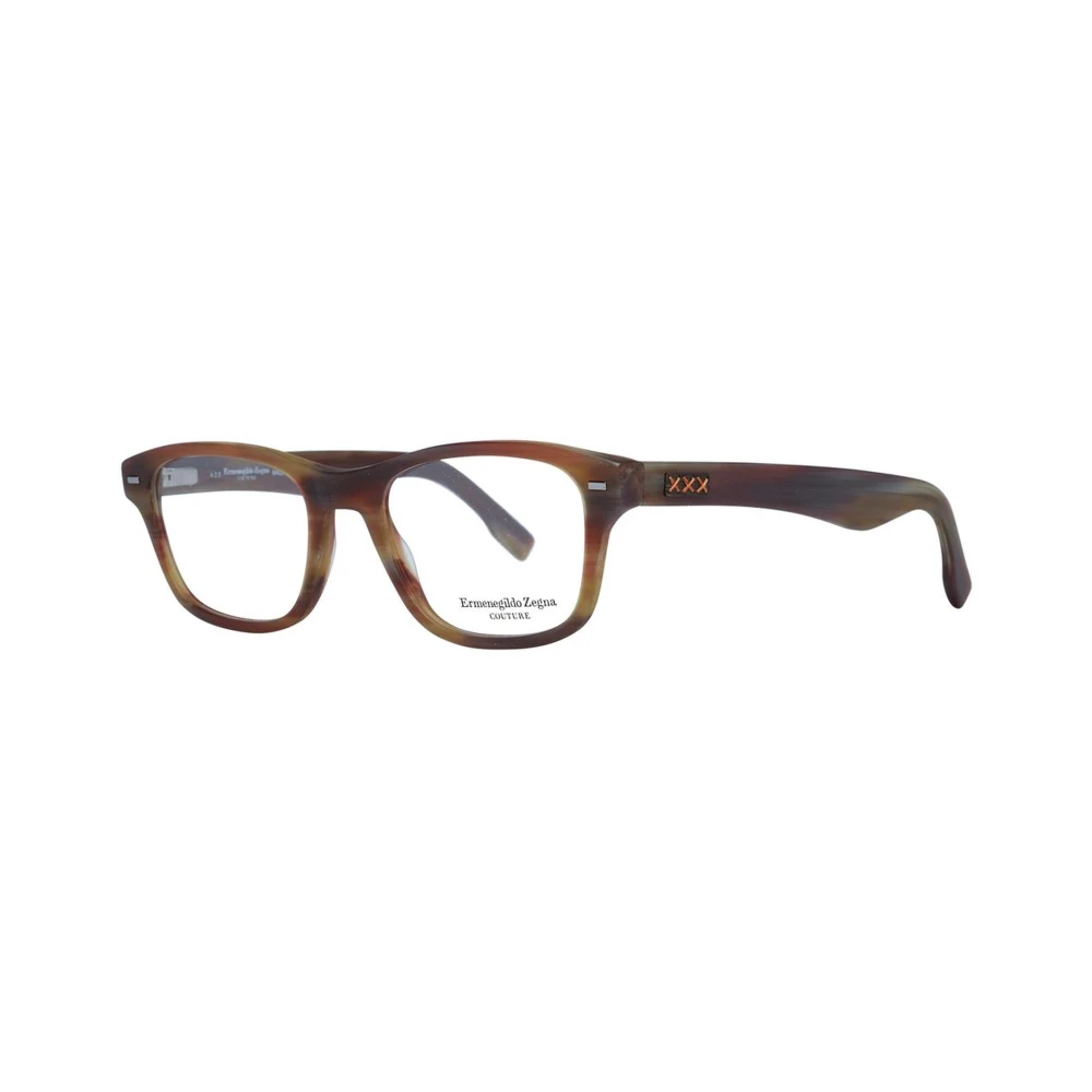 Ermenegildo Zegna Bruine Rechthoekige Optische Monturen met Merkhoes Brown Heren