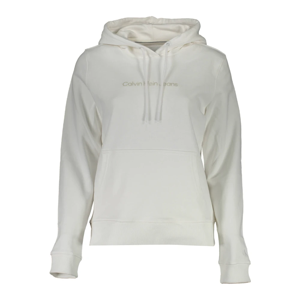 Calvin Klein Vit hoodie med tryck och logotyp White, Dam