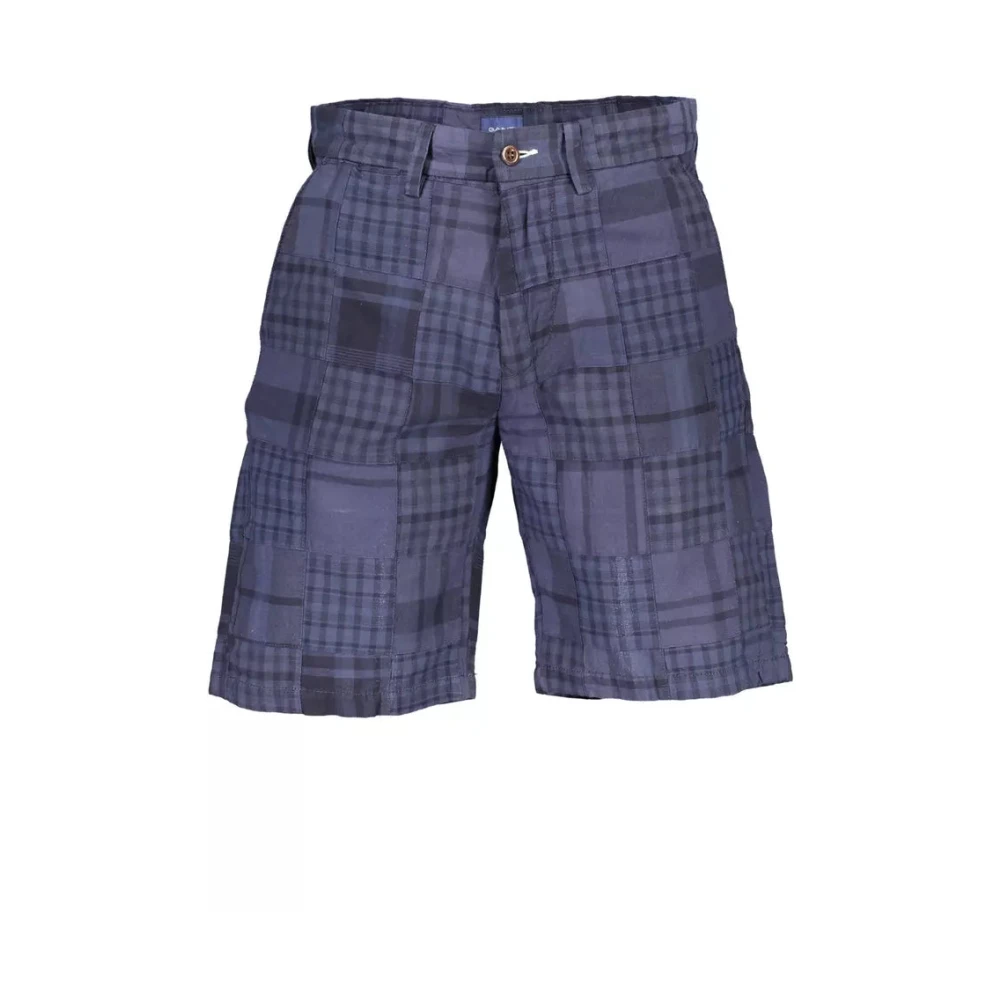 Gant Men's Blue Cotton Bermuda Jeans With Logo