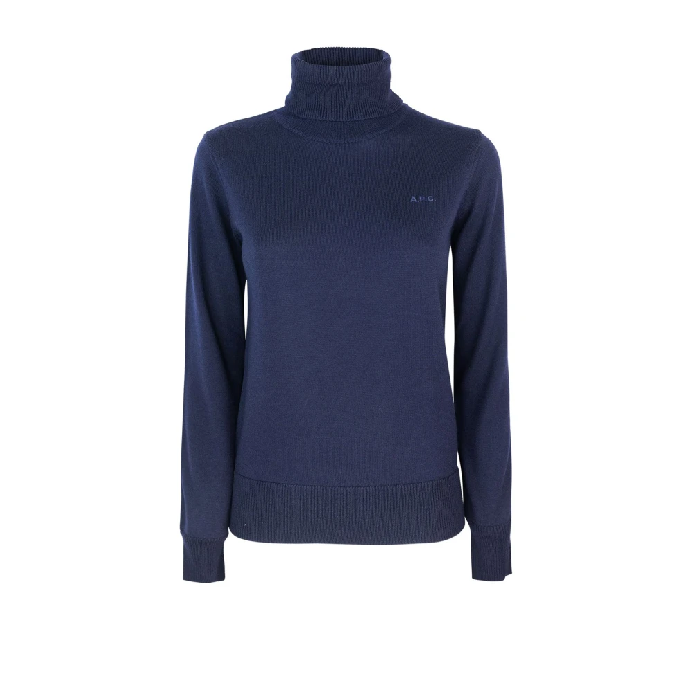 A.p.c. Blauwe Merino Slim Fit Sweater Blue Dames