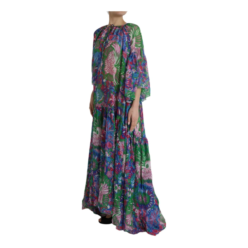 Dolce & Gabbana Bloemenprint Zijden Maxi Jurk Multicolor Dames