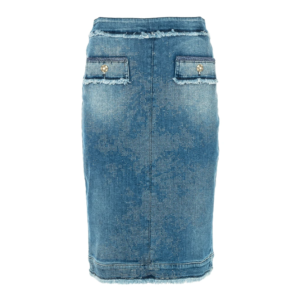 Manila Grace Stijlvolle Strass Rok Blue Dames