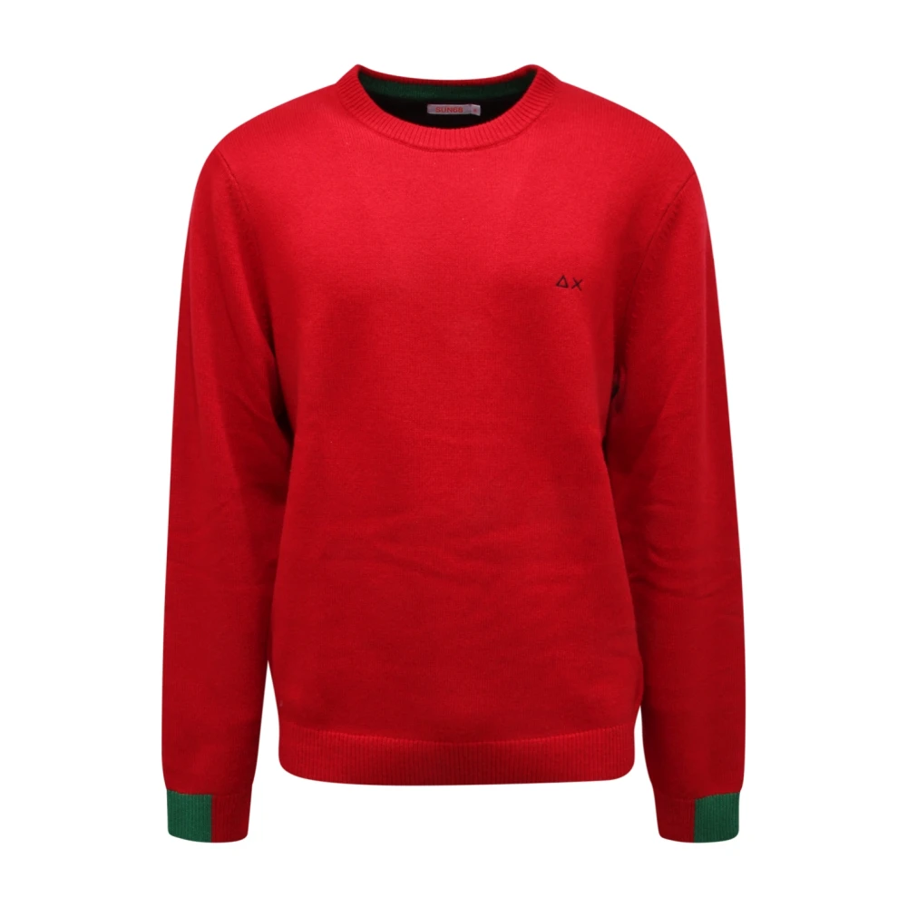 Sun68 Round-Neck Knitwear, Male, 2XL, Maglione Jumper Red