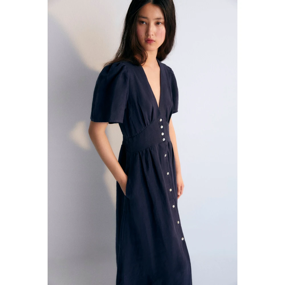 The New Society Hera Jurk Navy Blue Dames