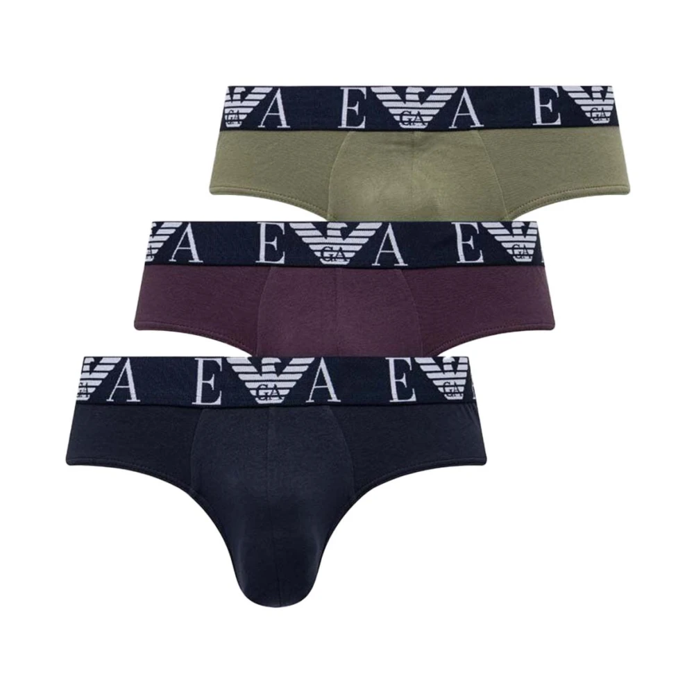Emporio Armani Blauw Katoenen Brief Ondergoed Blue Heren