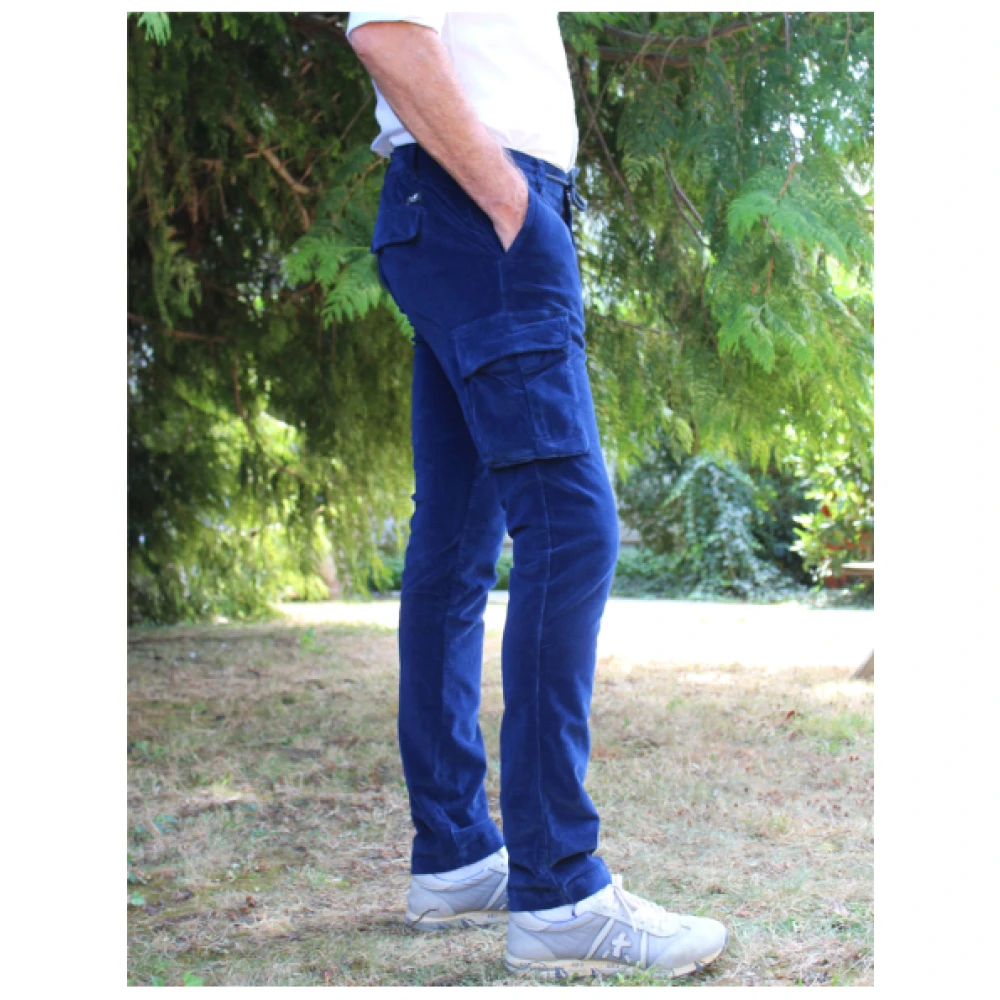 Mason's Cargo Velours Broek Blue Heren