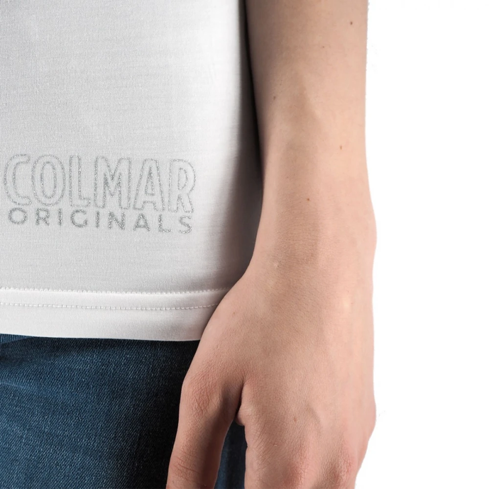 Colmar Glitter Logo Katoenen T-Shirt White Dames