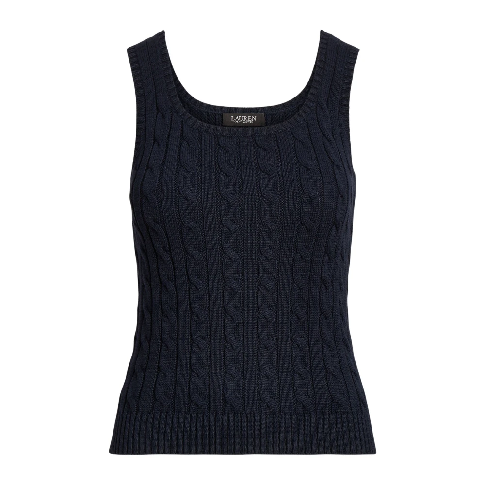 Ralph Lauren Women's Blue Riduan Sleeveless Pullover - Round-Neck Knitwear - Xs - Knitwear