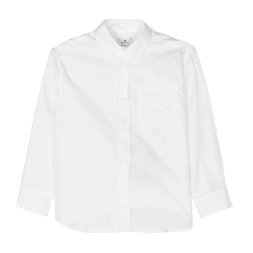 Etro Pegasus Broderad Vit Skjorta White, Pojke