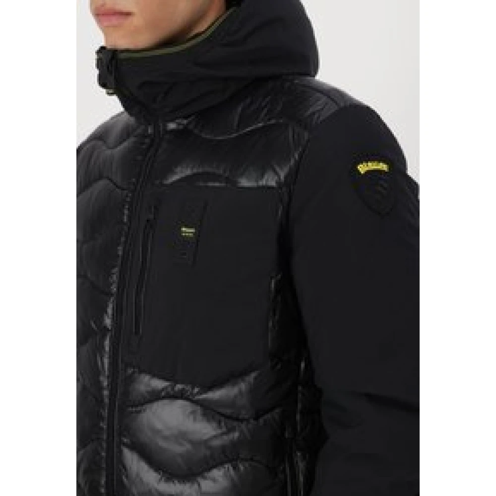 Blauer Heren gewatteerde jas met capuchon Black Heren
