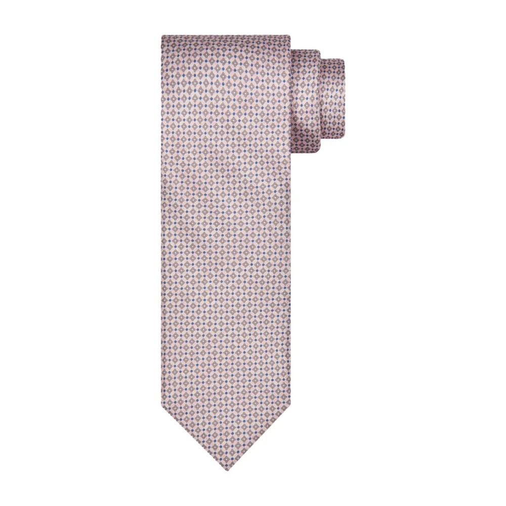 Profuomo Zijden Roze Print Stropdas Pink Heren