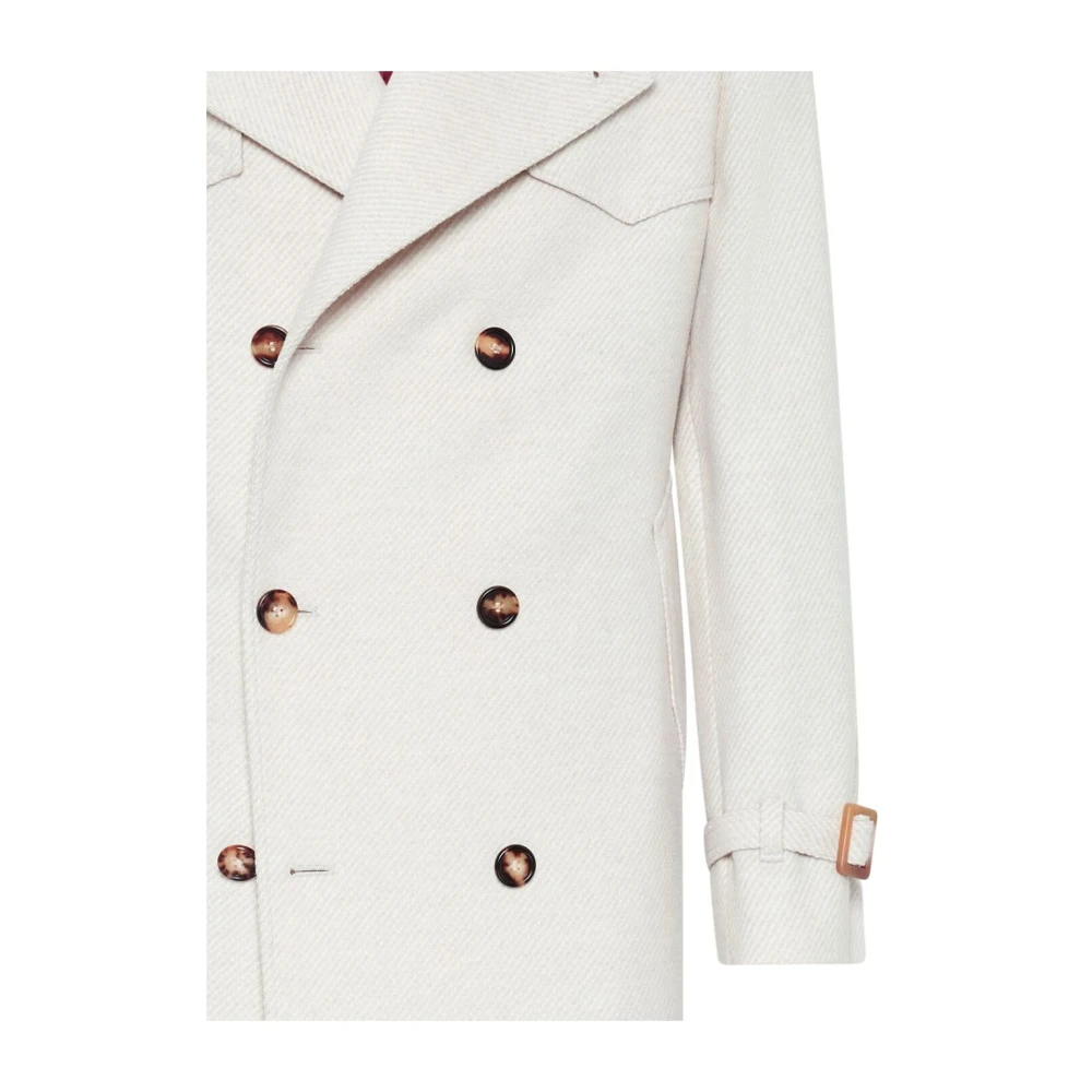 BRUNELLO CUCINELLI Witte Wollen Streepjas White Heren