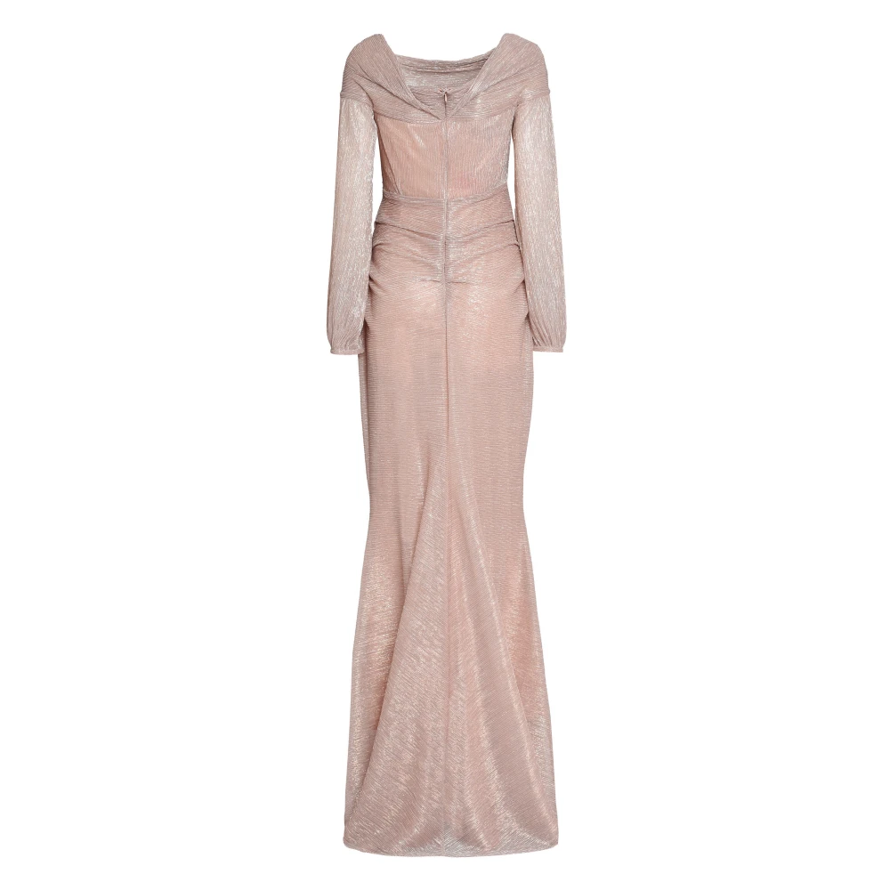 Talbot Runhof Metallic Off-Shoulder Gedrapeerde Jurk Pink Dames
