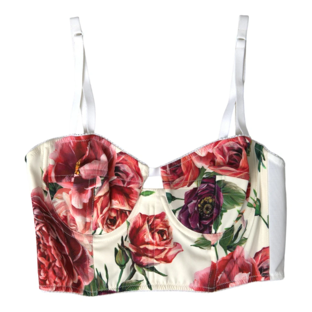 Dolce & Gabbana Women's Floral Silk Bustier Crop Top
