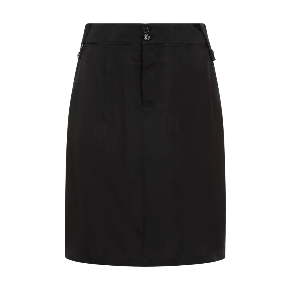 Saint Laurent Zwarte Cupro Rok met Zakken Black Dames