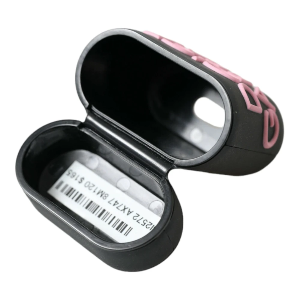 Dolce & Gabbana Elegant Bicolor Leren Airpods Hoesje Black Dames