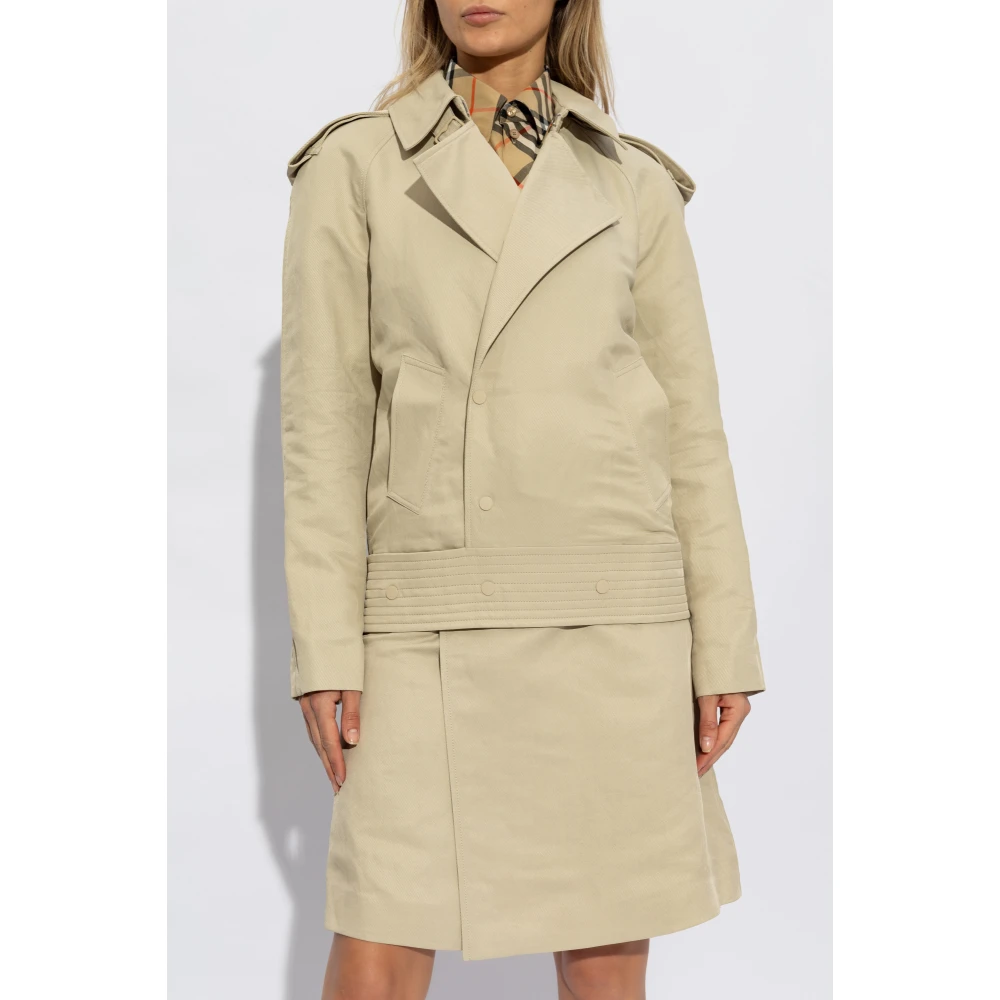 Burberry Jas met Epauletten Beige Dames