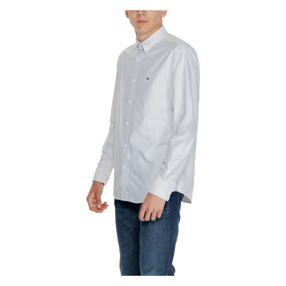 Tommy Hilfiger Geometrisch Beige Overhemd Klassieke Kraag Mannen Beige Heren
