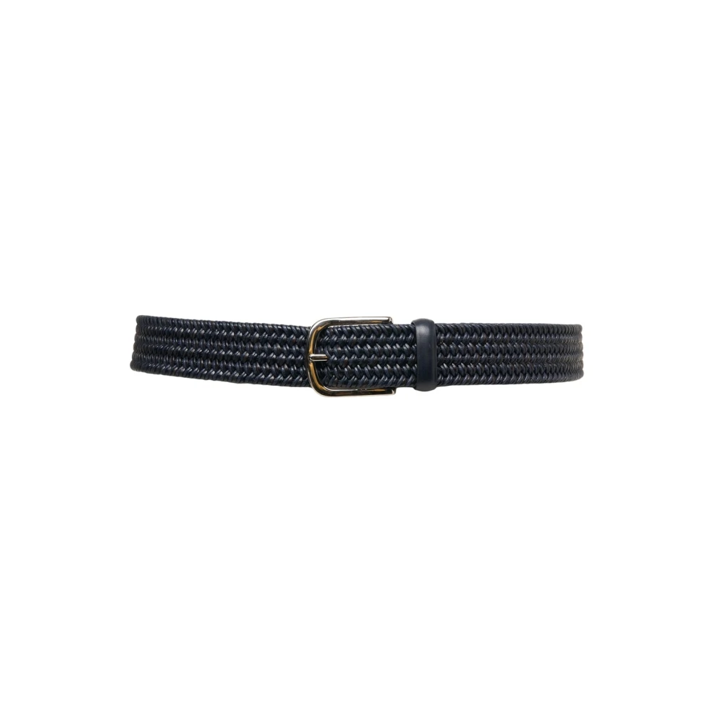Orciani Men's Blue Belts,, Braided Leather Belt Stylish Metal Medium