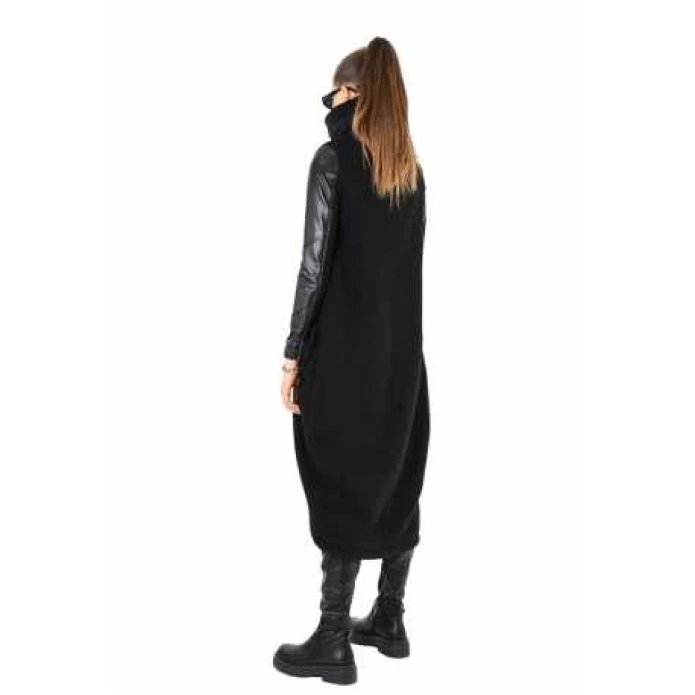 La Haine Inside Us Zwarte leren mouw lange jas Lw799 Black Dames