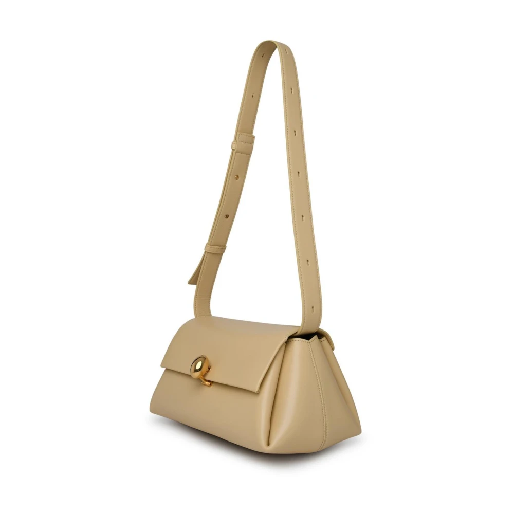 Jil Sander Gele Leren Schoudertas Brown Dames
