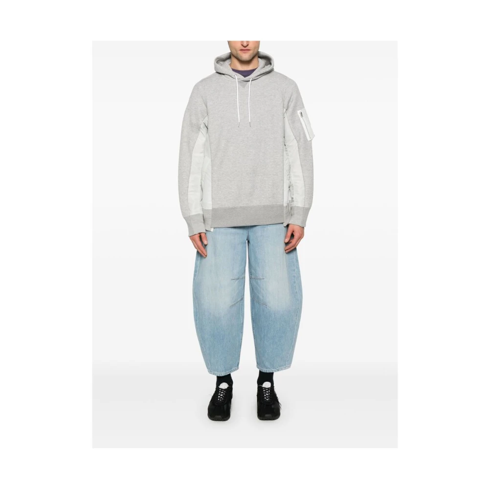 Sacai Lichtgrijze Hoodie met Ritszak Gray Heren