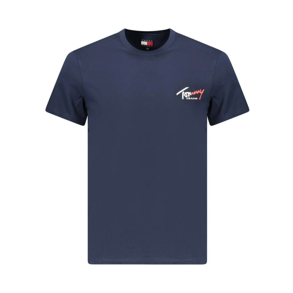 Tommy Hilfiger Men's Blue T-Shirts, L, Cotton Crew Neck T-Shirt