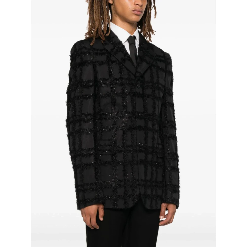 Comme des Garçons Zwarte Draadgesneden Jas Black Heren