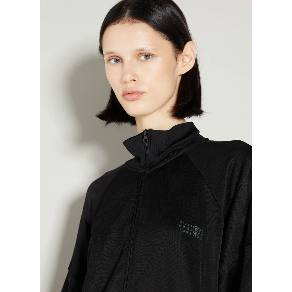 MM6 Maison Margiela Logo Applique Zip-Up Sweatshirt Black Dames