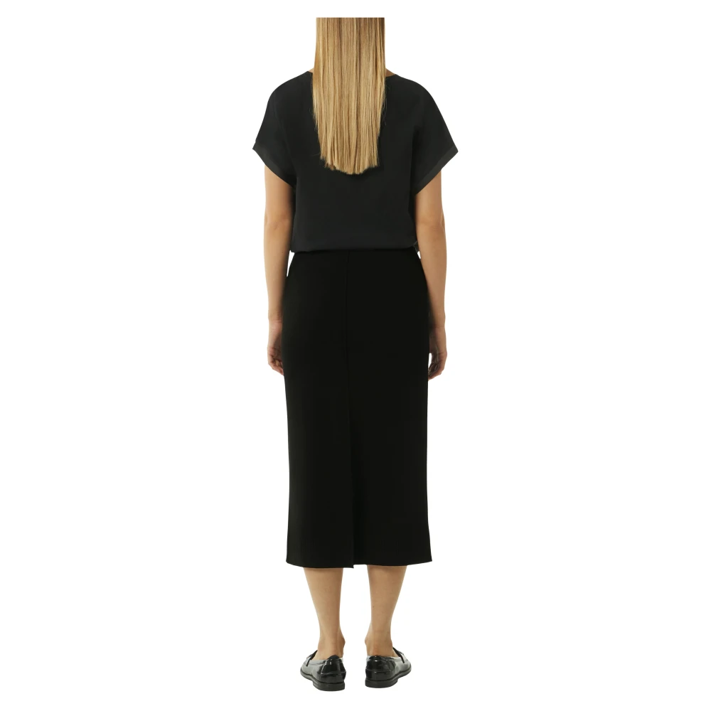 comma Zachte Gebreide Plooirok Black Dames