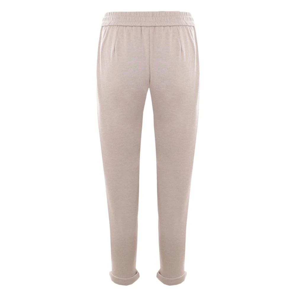 BRUNELLO CUCINELLI Elegante Beige Broek met Monili Versiering Beige Dames