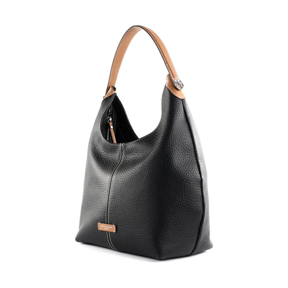 Gianni Chiarini Stijlvolle Zwarte Leren Schoudertas Black Dames