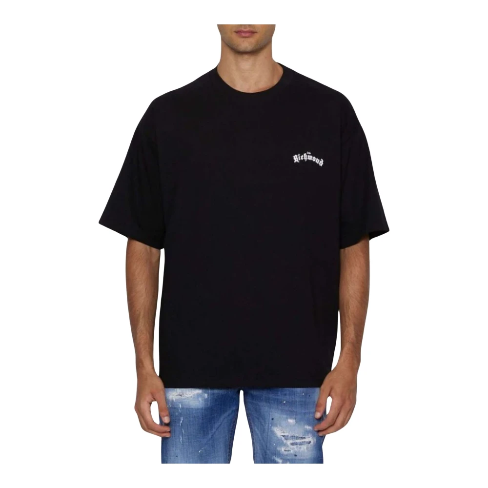 John Richmond Logo Voor Ronde Hals Korte Mouw Katoenen T-shirt Black Heren