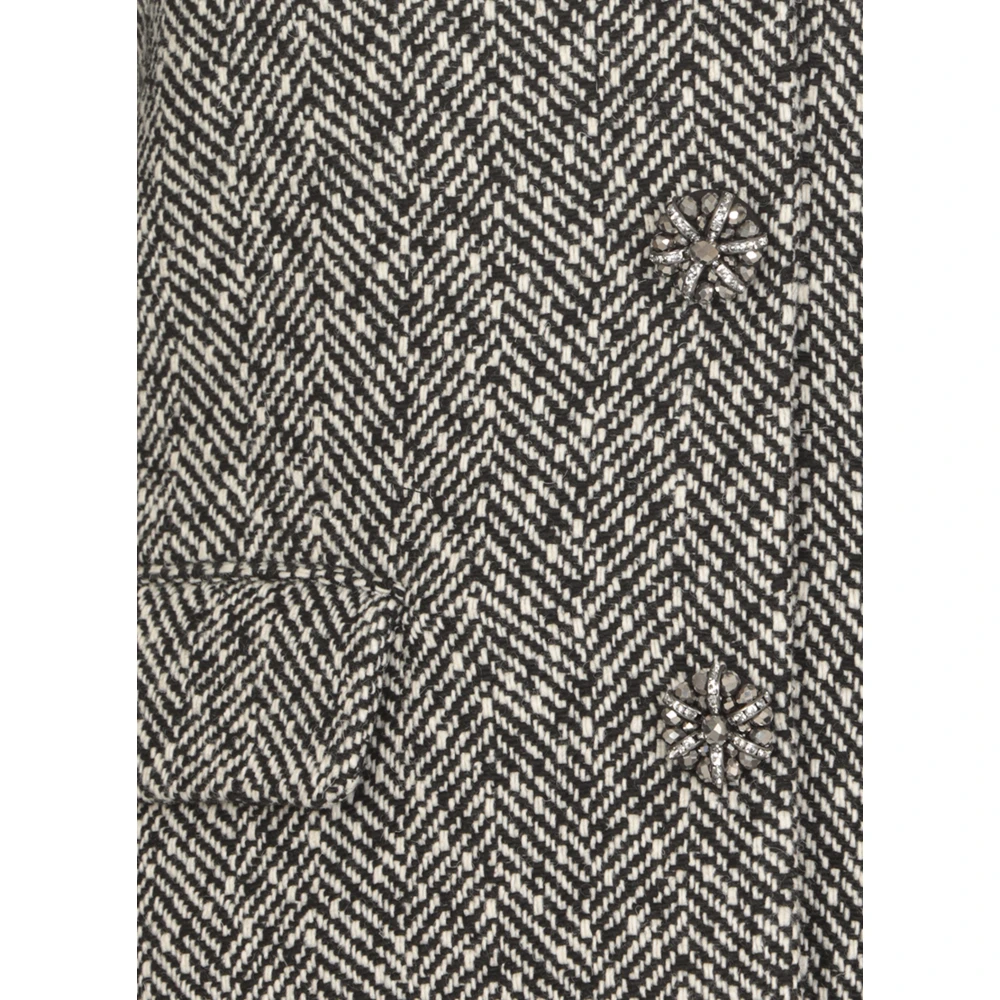 Self Portrait Zwart Wolblend Blazer Jas Black Dames
