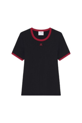 t-shirt-contrastant-signature-avec-logo-applique